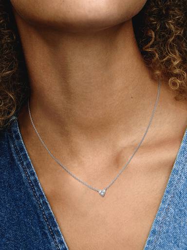 393160c01 Triple Stone Heart Collier Necklace | Sterling silver | Pandora AU