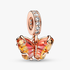 Pink & Yellow Murano Glass Butterfly Dangle Charm Pink & Yellow Murano Glass Butterfly Dangle Charm