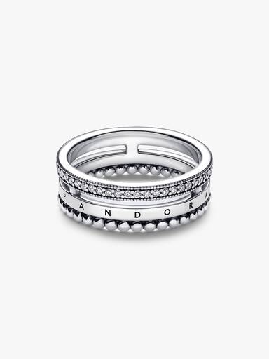 Pandora Signature Logo Pavé & Beads Ring
