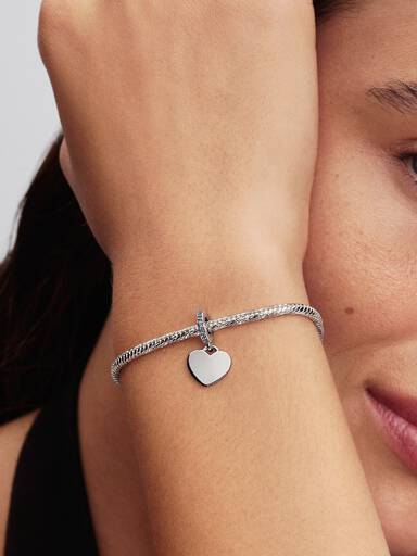 Engravable Heart Blue Stone Dangle Charm