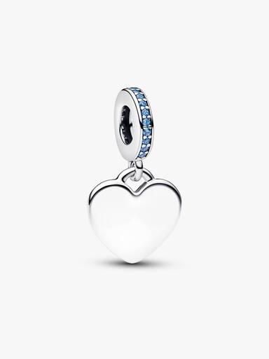 Engravable Heart Blue Stone Dangle Charm
