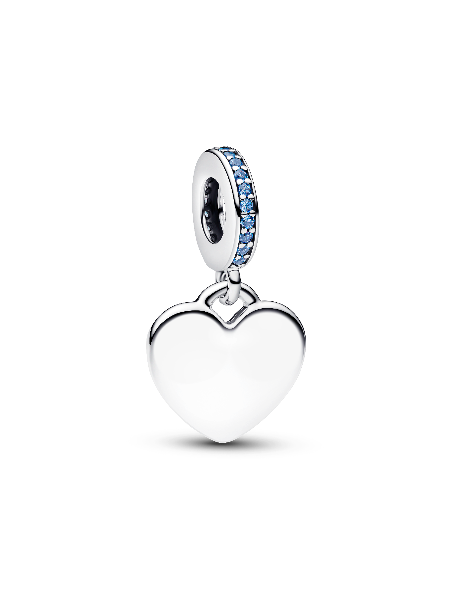 Engravable Heart Blue Stone Dangle Charm
