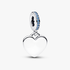 Engravable Heart Blue Stone Dangle Charm Engravable Heart Blue Stone Dangle Charm