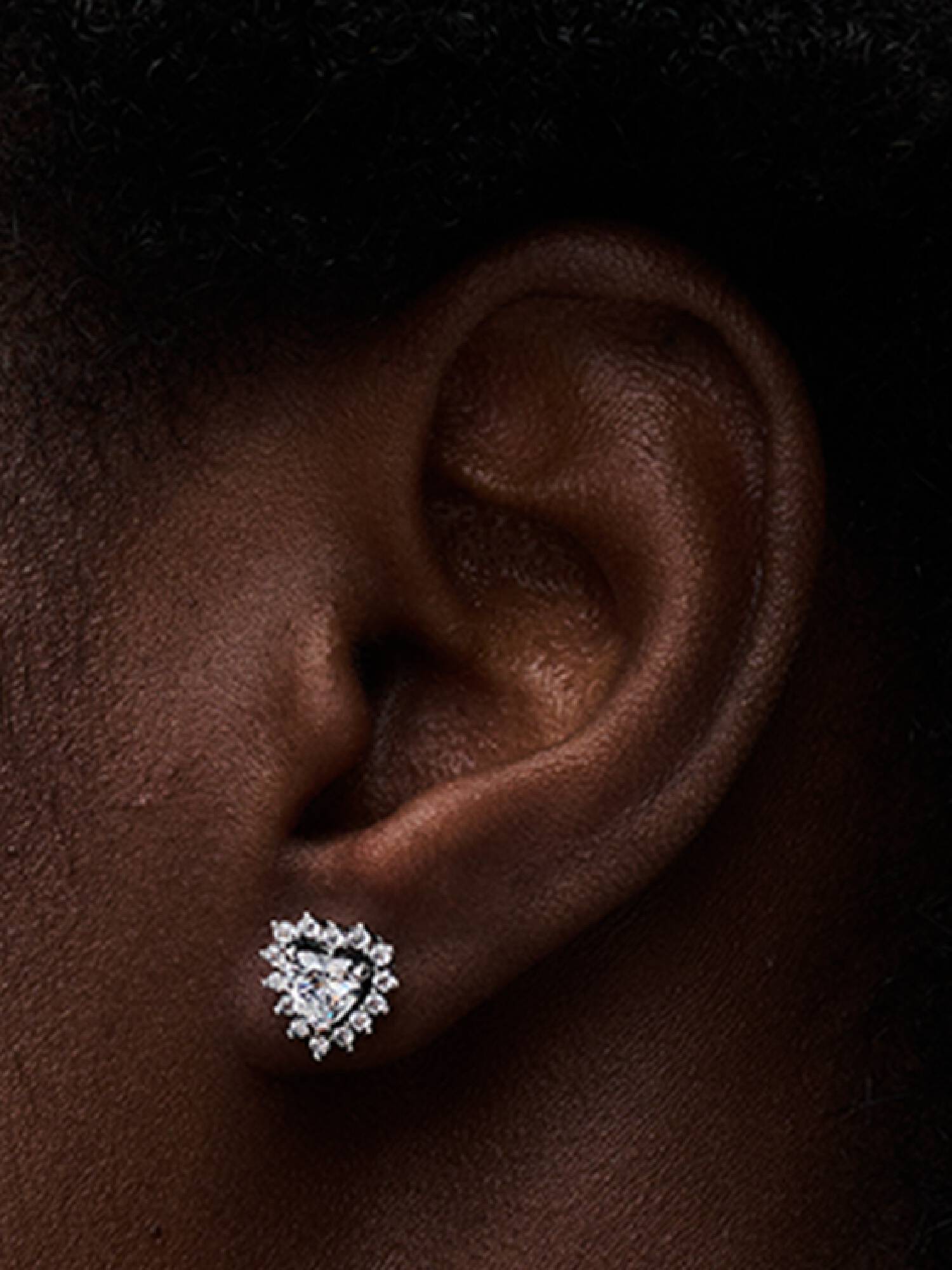 Sparkling Heart Halo Stud Earrings