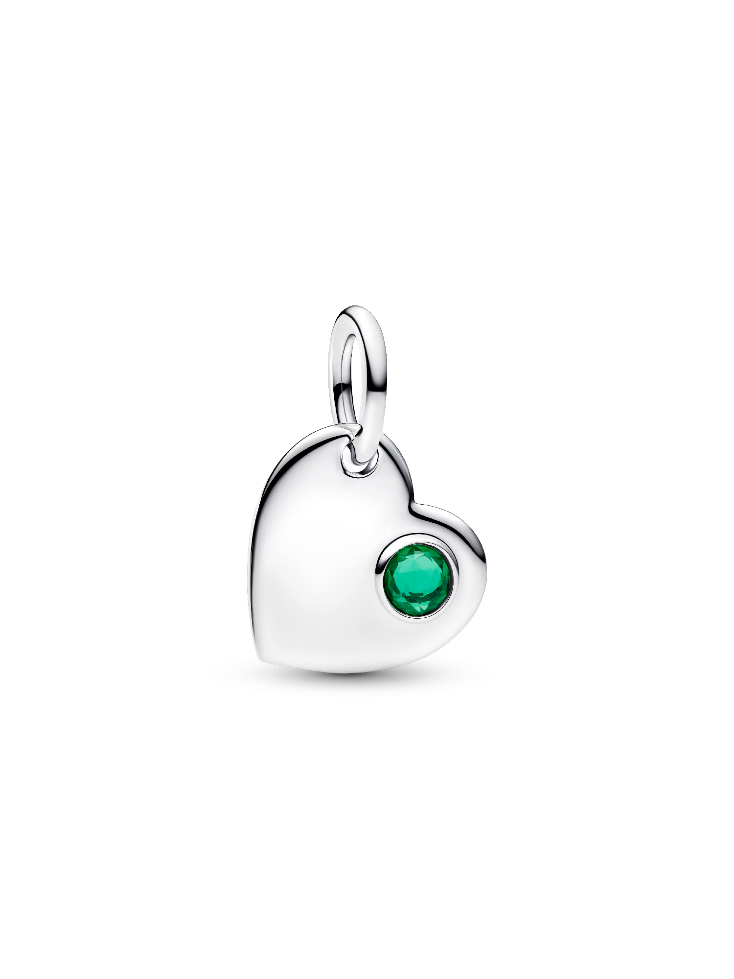 May Engravable Heart Green Stone Dangle Charm