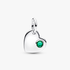 May Engravable Heart Green Stone Dangle Charm May Engravable Heart Green Stone Dangle Charm