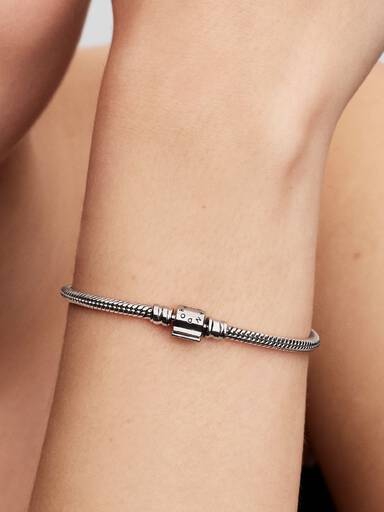 Pandora Moments Mini Barrel Clasp Snake Chain Bracelet