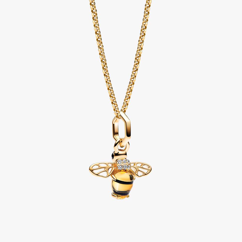 14k Gold-Plated Bee Charm and Necklace Set