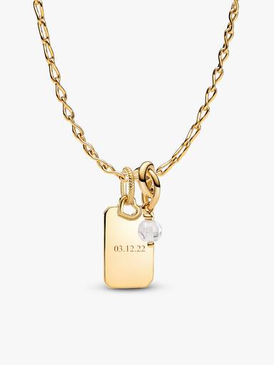 April Crystal Birthstone Engravable Necklace Set