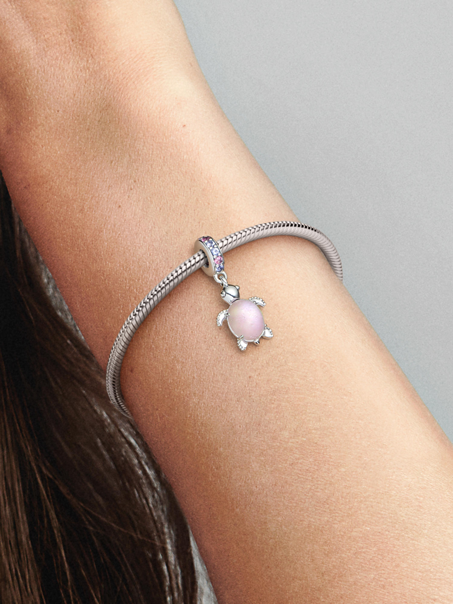 Murano Glass Pink Sea Turtle Dangle Charm
