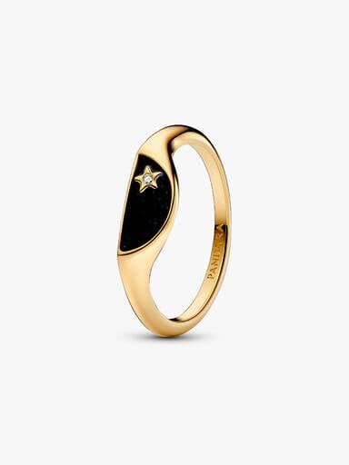 Halved Enamel Signet Ring