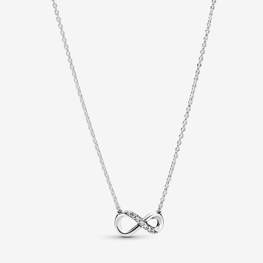 Sparkling Sterling Silver Infinity Collier Necklace image number 0