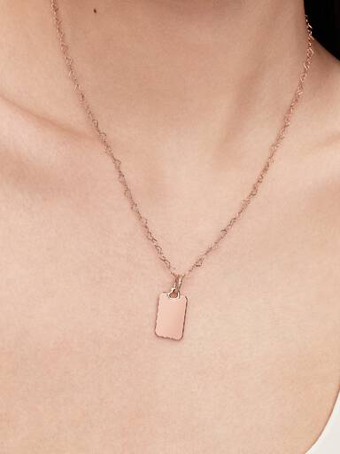 Engravable rectangle 14k rose gold-plated pendant