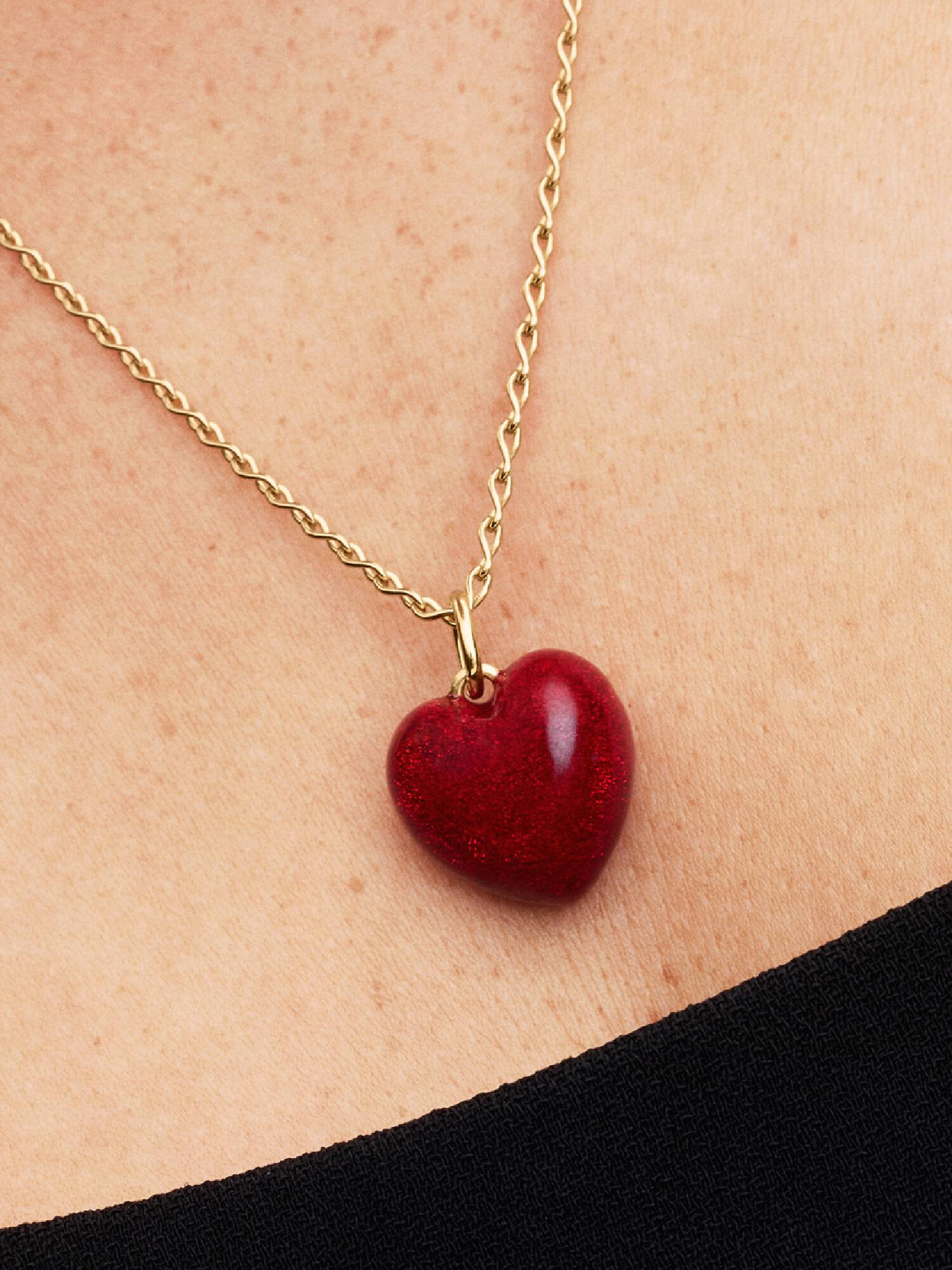 Red Puffy Heart Dangle Charm