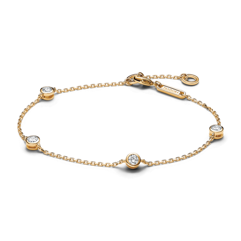 Pandora Era Bezel 14k Gold Lab-grown Diamond Station Chain Bracelet