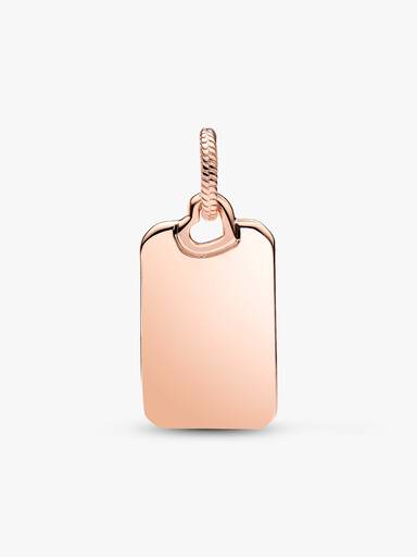 Engravable rectangle 14k rose gold-plated pendant