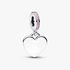 Engravable Heart Pink Stone Dangle Charm Engravable Heart Pink Stone Dangle Charm