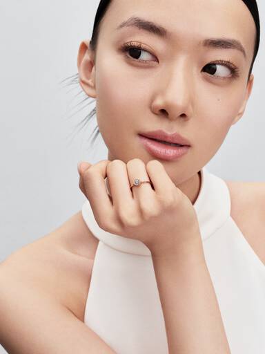 14k rose gold-plated ring with clear cubic zirconia