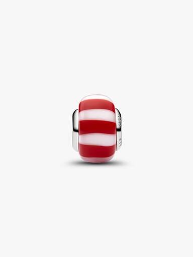 Red Peppermint Murano Glass Charm