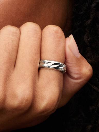 Rippled Wide Band Ring