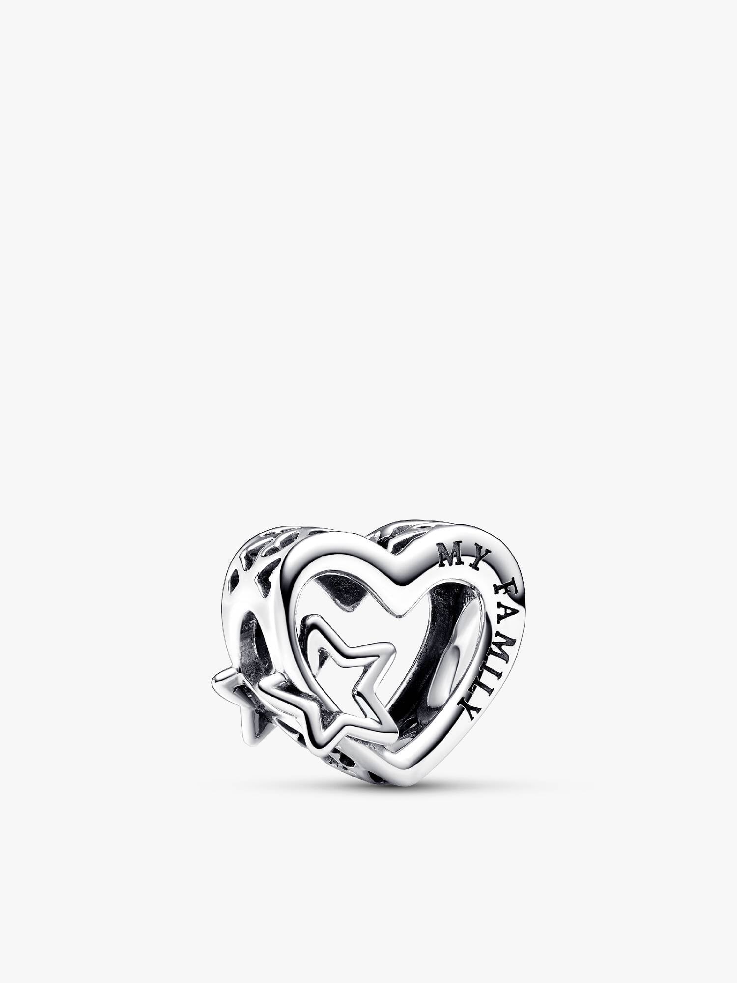 Openwork Family Heart & Star Charm