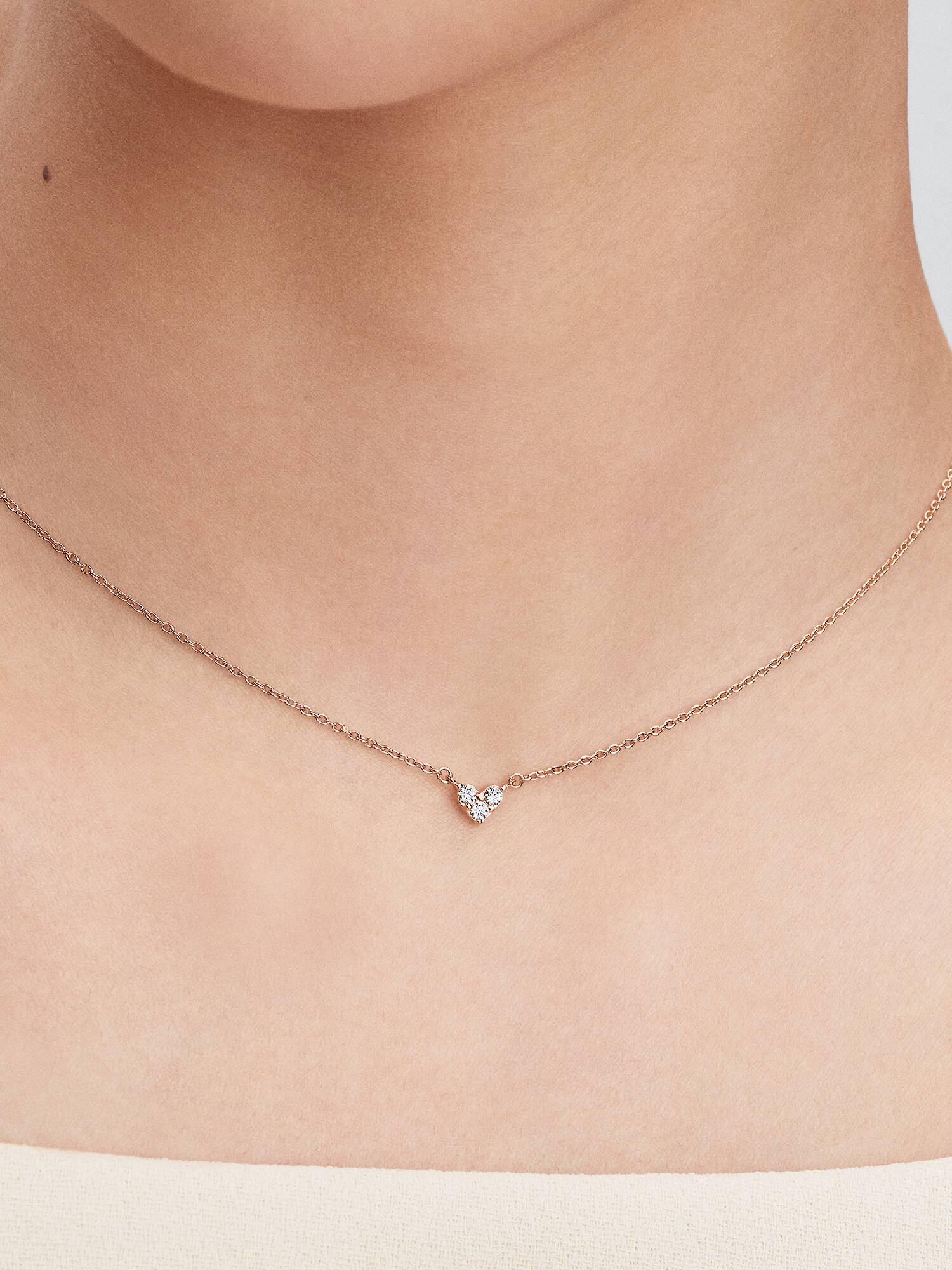 Heart 14k rose gold-plated collier with clear cubic zirconia