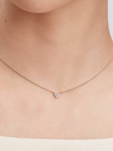 Heart 14k rose gold-plated collier with clear cubic zirconia