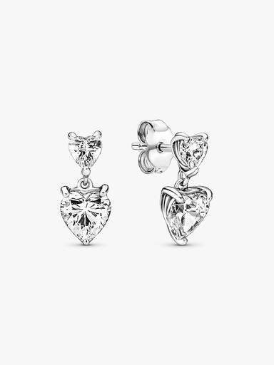 Double Heart Sparkling Stud Earrings