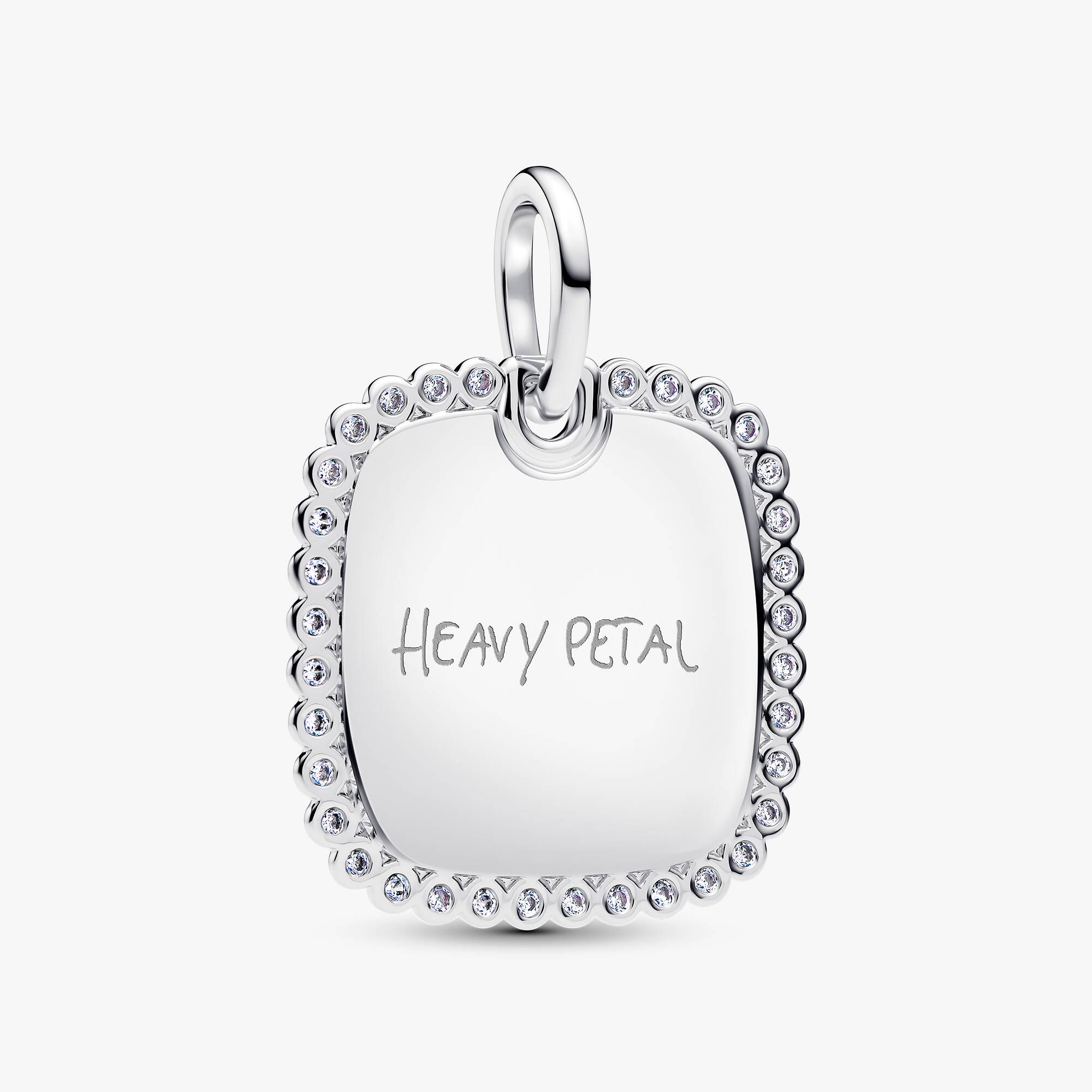 Peach PRC Heavy Petal Engraved Charm