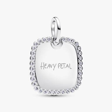 Peach PRC Heavy Petal Engraved Charm