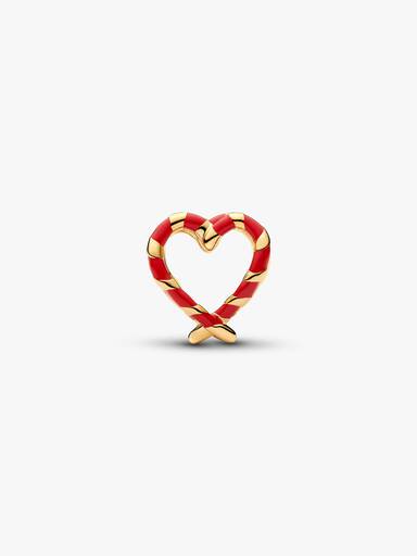 Candy Cane Openwork Heart Charm