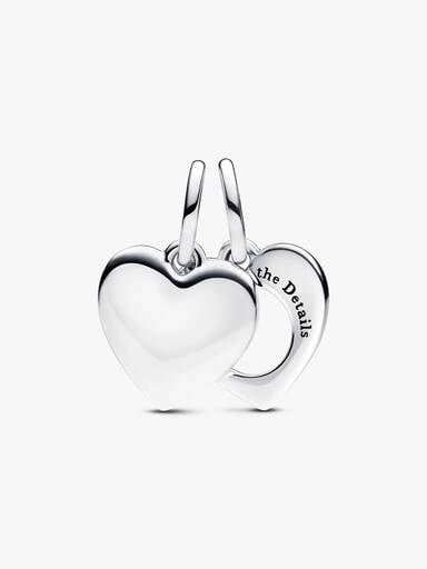 Engravable Heart Magnifying Glass Double Dangle Charm