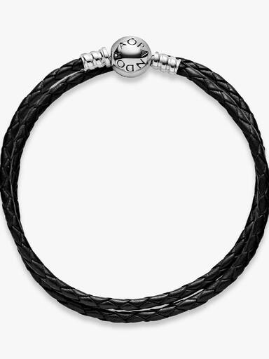 Double Black Leather Bracelet