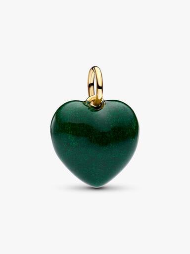 Green Puffy Heart Dangle Charm