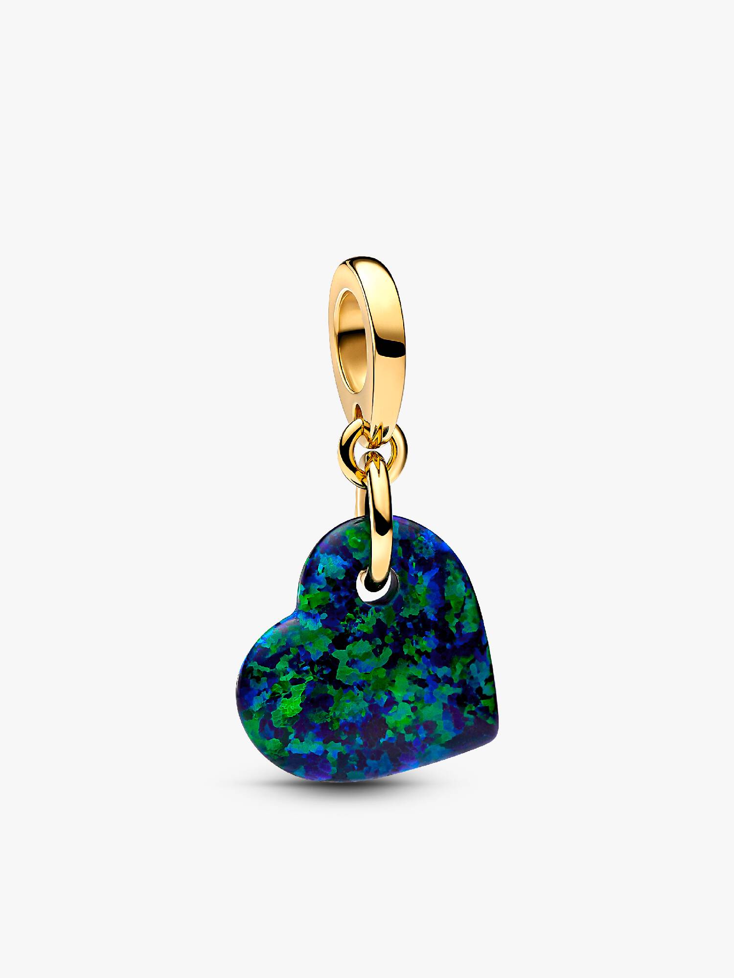Opalescent Green Heart Dangle Charm