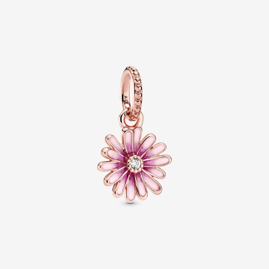 Pink Daisy Flower Dangle Charm image number 0