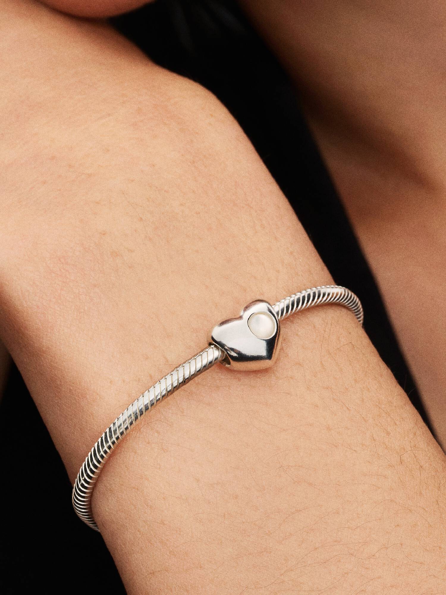 Engravable June Mother of Pearl Birthstone Heart Charm