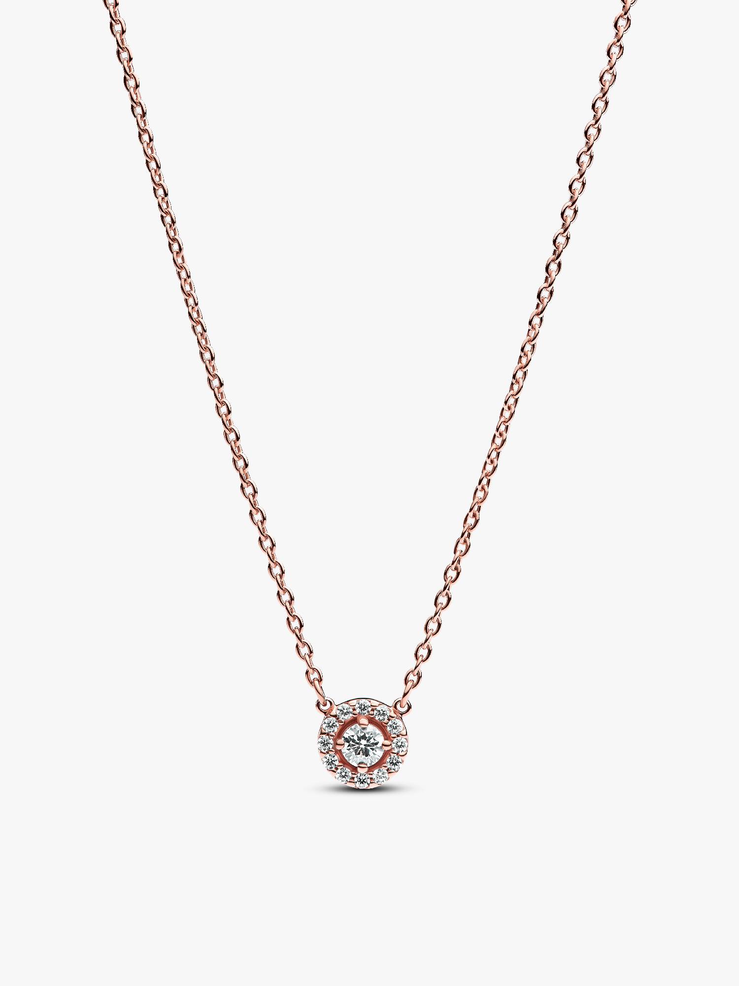 14k rose gold-plated collier with clear cubic zirconia