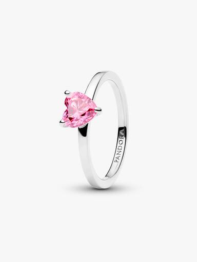 Sparkling Pink Heart Solitaire Ring