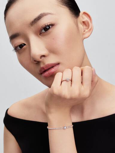 14k rose gold-plated bracelet with clear cubic zirconia