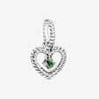 August Spring Green Heart Hanging Charm with Man-Made Spring Green Crystal
