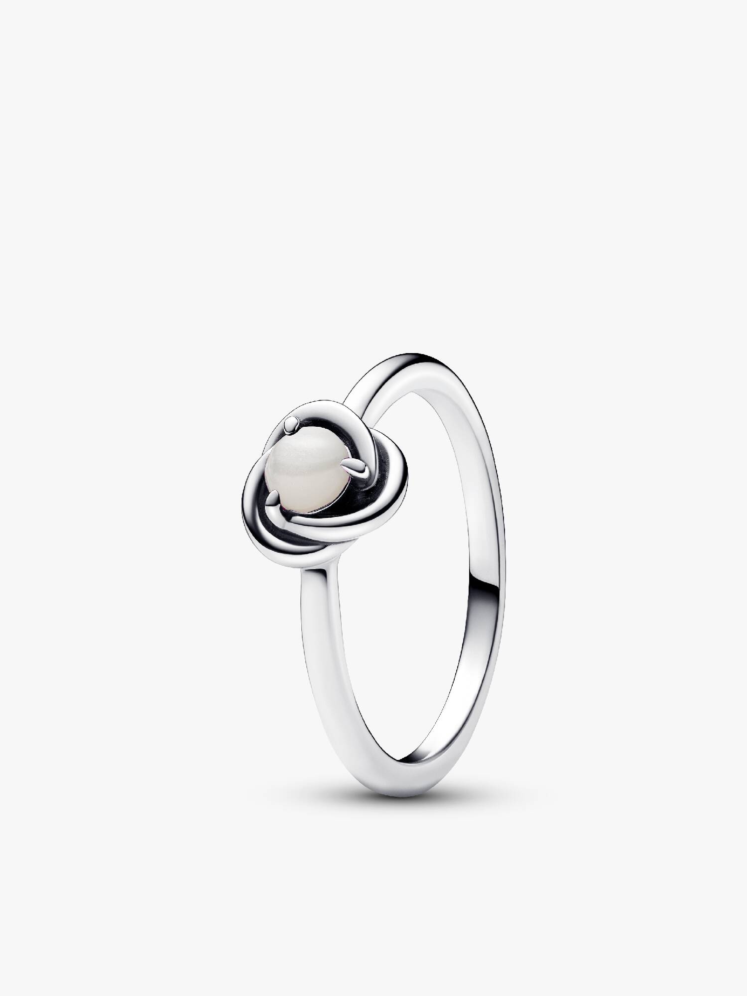 June White Mother of Pearl Birthstone Eternity Circle Ring