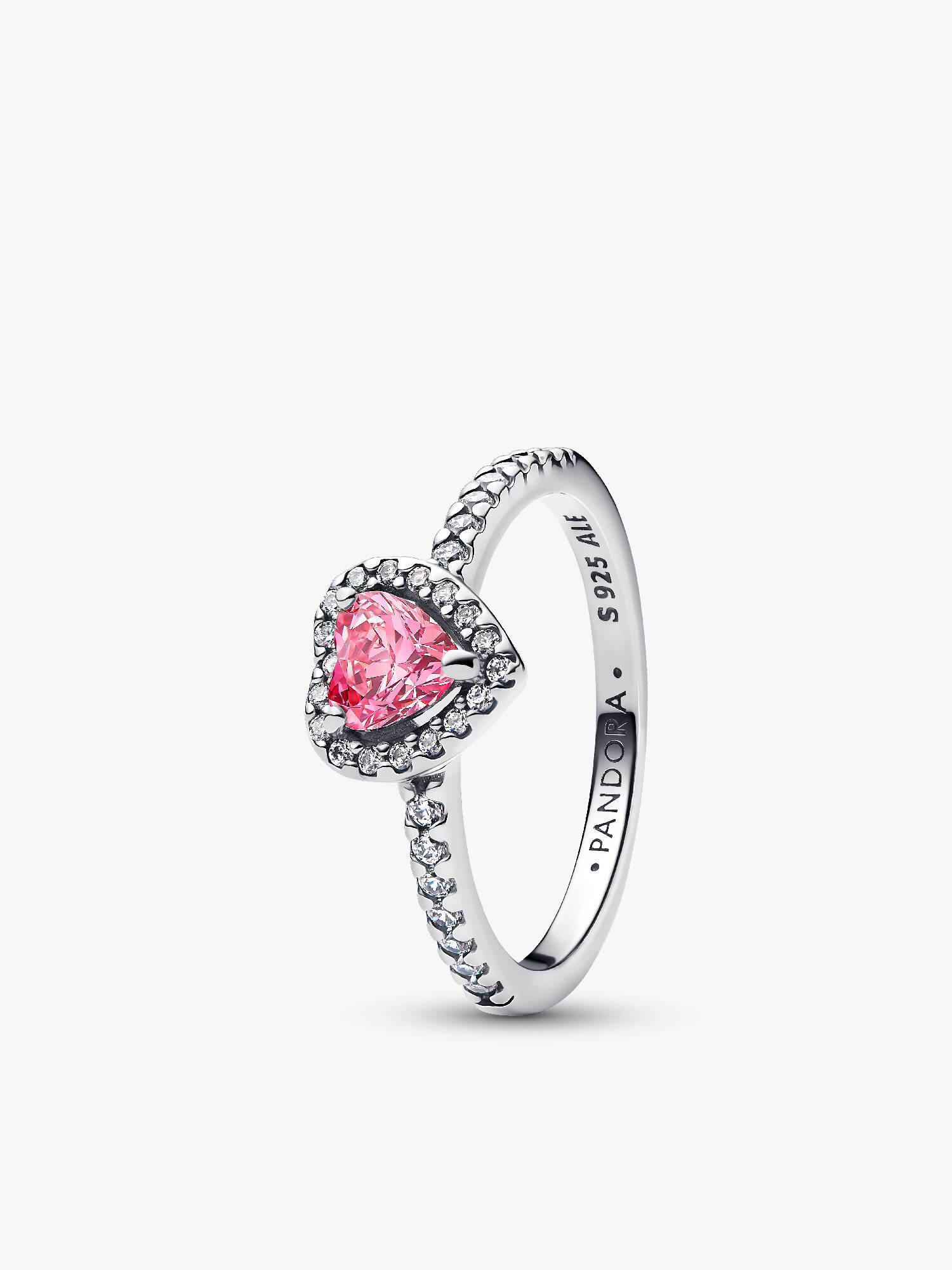 October Crystal Birthstone Elevated Pink Heart Ring