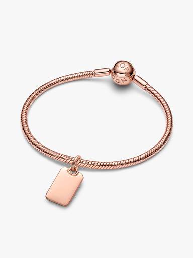 Engravable rectangle 14k rose gold-plated pendant