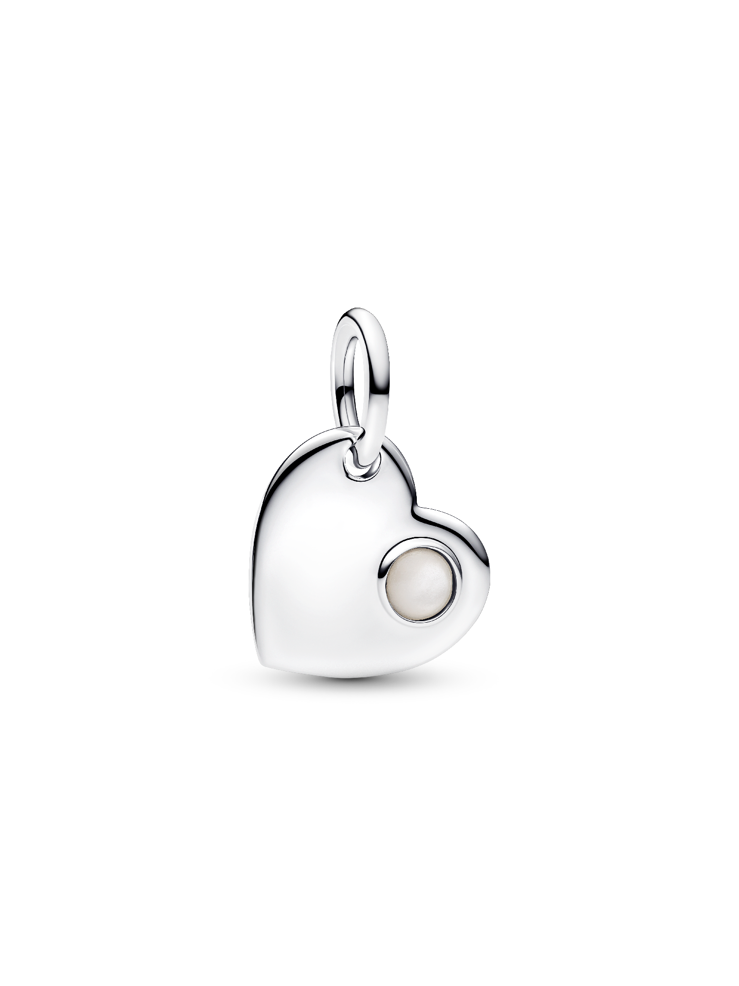 June Engravable Heart White Stone Dangle Charm
