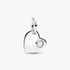 June Engravable Heart White Stone Dangle Charm June Engravable Heart White Stone Dangle Charm