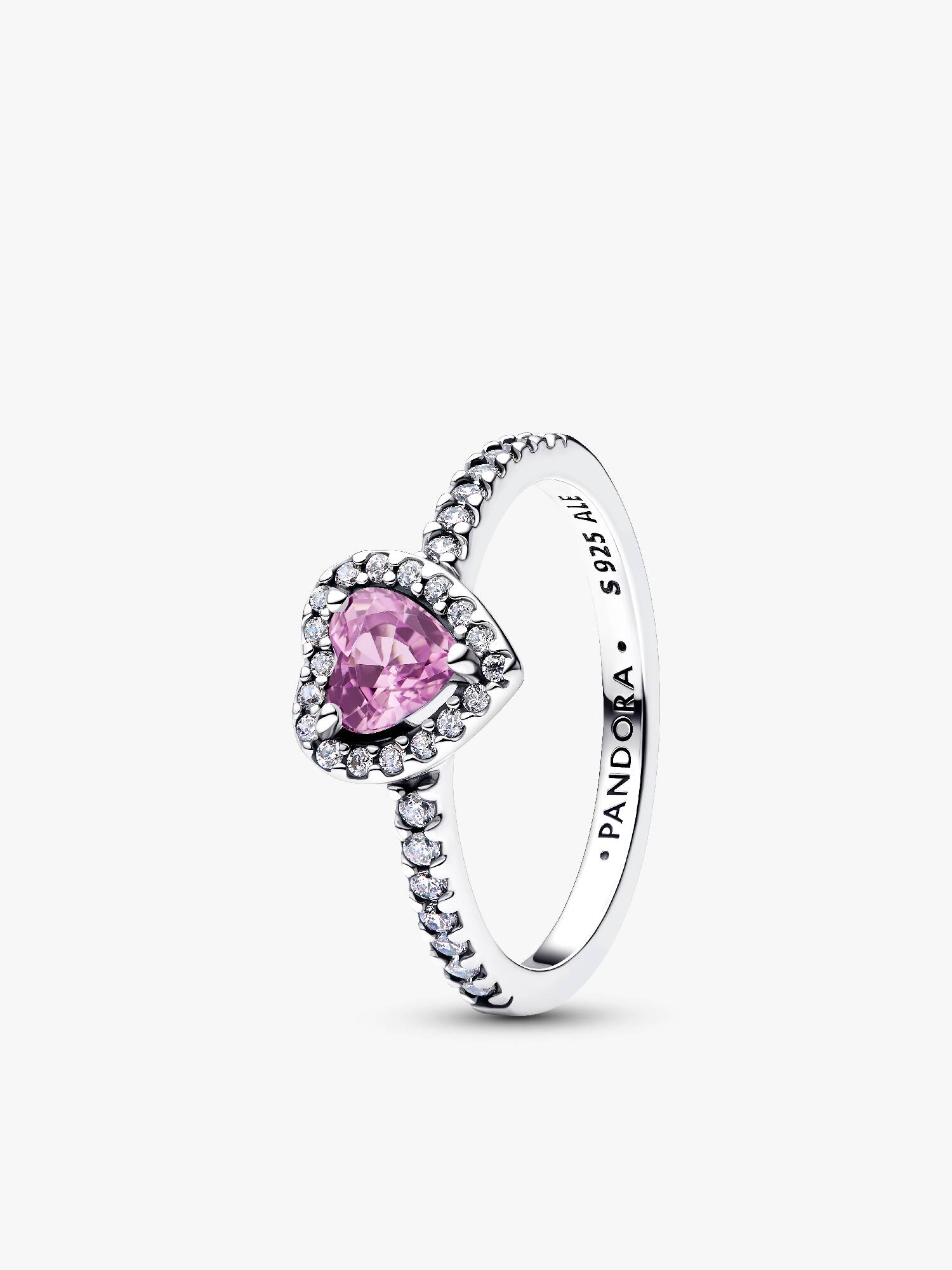 February Crystal Birthstone Elevated Light Purple Heart Ring