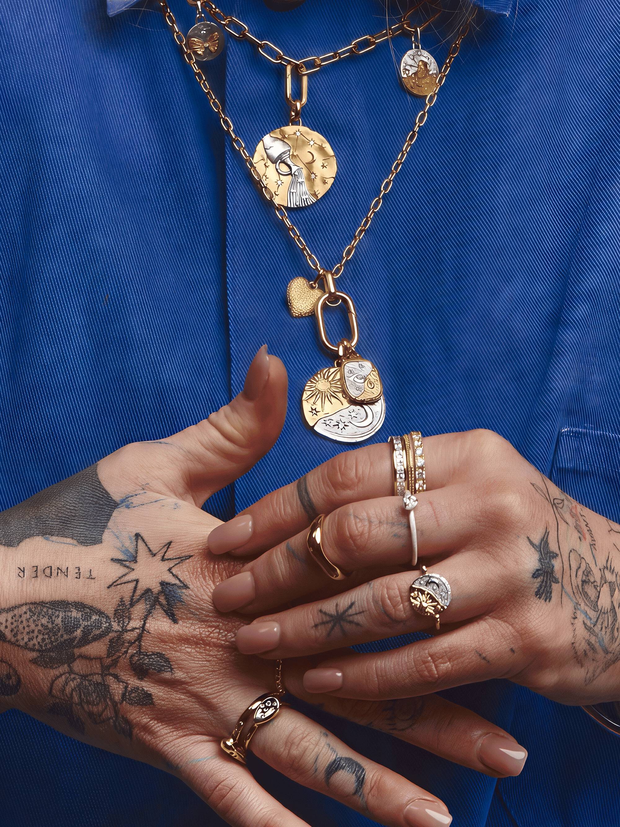 Aquarius Zodiac Oversized Talisman Charm